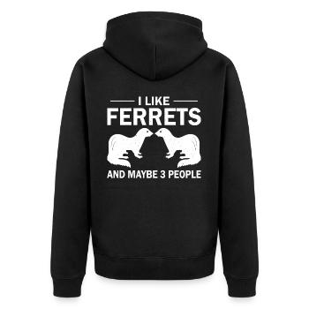 Ferret I like ferrets - Unisex Premium Organic Zip Hoodie - black - Back - Nico (187cm)