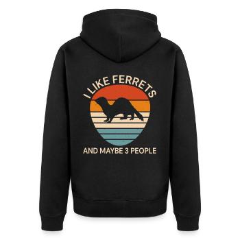 Vintage ferret I like ferrets - Unisex Premium Organic Zip Hoodie - black - Back - Nico (187cm)