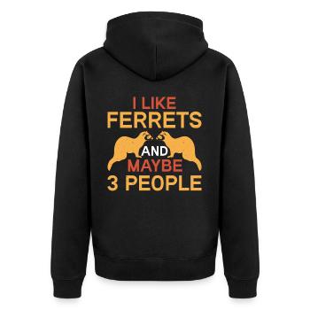 Einzigartiges Design Für Frettchenliebhaber Und - Unisex Premium Bio Zip Hoodie - Schwarz - Hinten - Nico (187cm)