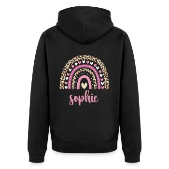 Sophie Regenbogen Name Geburtstag Sophie - Unisex Premium Bio Zip Hoodie - Schwarz - Hinten - Nico (187cm)