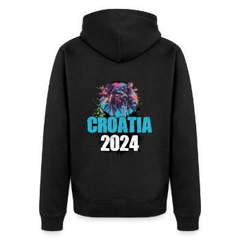 Croatia 2024 Travel Tour Team - Unisex Premium Organic Zip Hoodie - black - Back - Nico (187cm)
