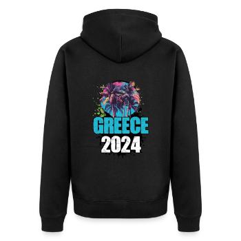 L’équipe de la tournée de voyage en Grèce 2024 - Veste à capuche bio Premium Unisexe - noir - Dos - Nico (187cm)