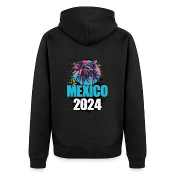 Mexiko 2024 Reisen Tour Team - Unisex Premium Bio Zip Hoodie - Schwarz - Hinten - Nico (187cm)