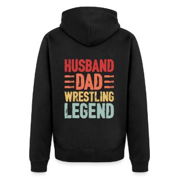 Ehemann, Vater, Wrestling-Legende - Unisex Premium Bio Zip Hoodie - Schwarz - Hinten - Nico (187cm)