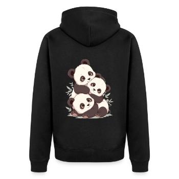Panda Bear Cub Japanese Panda - Unisex Premium Organic Zip Hoodie - black - Back - Nico (187cm)