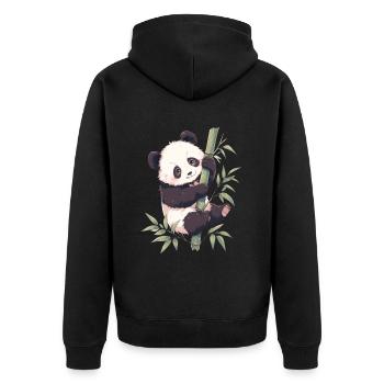 Panda Ours Grimpant Panda Japonais - Veste à capuche bio Premium Unisexe - noir - Dos - Nico (187cm)