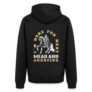 Mittelalterliches Schwert Festival - Unisex Premium Bio Zip Hoodie - Schwarz - Hinten - Nico (187cm)