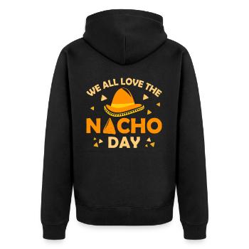 Wir Alle Lieben Das Einzigartige Feier-thema - Unisex Premium Bio Zip Hoodie - Schwarz - Hinten - Nico (187cm)