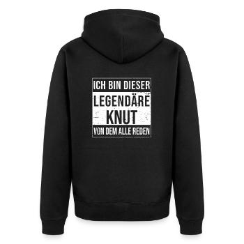 Ich bin dieser legendäre für Knut - Unisex Premium Bio Zip Hoodie - Schwarz - Hinten - Nico (187cm)