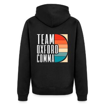 Team Oxford Comma Grammar Police English Teacher - Unisex Premium Organic Zip Hoodie - black - Back - Nico (187cm)