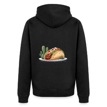 Cinco De Mayo Taco Liebhaber Aesthetic Streetwear - Unisex Premium Bio Zip Hoodie - Schwarz - Hinten - Nico (187cm)