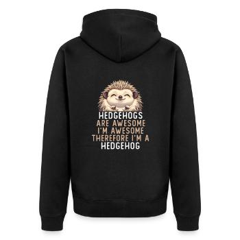 Hedgehogs Are Awesome - Unisex Premium Bio Zip Hoodie - Schwarz - Hinten - Nico (187cm)