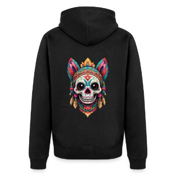 Esthétique emblématique du chat Sugar Skull Mexico - Veste à capuche bio Premium Unisexe - noir - Dos - Nico (187cm)