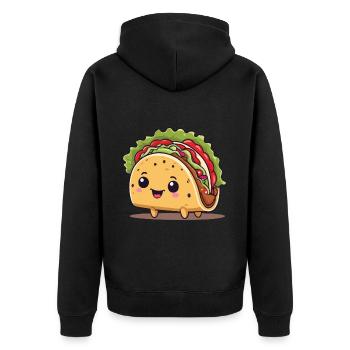 Kawaii Taco Cinco De Mayo Lustiges Design - Unisex Premium Bio Zip Hoodie - Schwarz - Hinten - Nico (187cm)