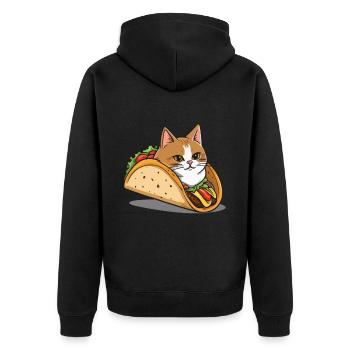 Taco Cat Cinco de Mayo Aesthetic Food Streetwear - Unisex Premium Organic Zip Hoodie - black - Back - Nico (187cm)