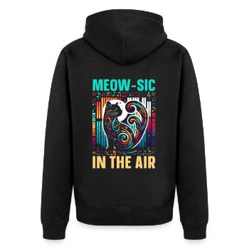 Musikkatze Musikinstrument Kitty Haustier Musiker - Unisex Premium Bio Zip Hoodie - Schwarz - Hinten - Nico (187cm)