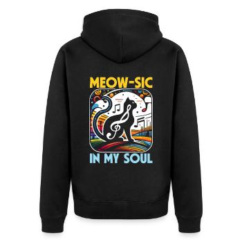Musikkatze Musikinstrument Kitty Haustier Musiker - Unisex Premium Bio Zip Hoodie - Schwarz - Hinten - Nico (187cm)