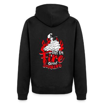 Flamenco Feet On Fire Soul Soaring - Unisex Premium Bio Zip Hoodie - Schwarz - Hinten - Nico (187cm)