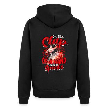 Flamenco dans le claquement d’une main L’âme parle - Veste à capuche bio Premium Unisexe - noir - Dos - Nico (187cm)