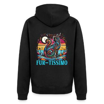 Musikkatze Musikinstrument Kitty Haustier Musiker - Unisex Premium Bio Zip Hoodie - Schwarz - Hinten - Nico (187cm)