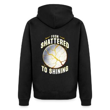 Kintsugi Kintsukuroi From Shattered To Shining - Unisex Premium Bio Zip Hoodie - Schwarz - Hinten - Nico (187cm)