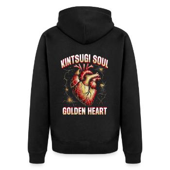 Kintsugi Soul Golden Heart Kintsukuroi - Unisex Premium Organic Zip Hoodie - black - Back - Nico (187cm)