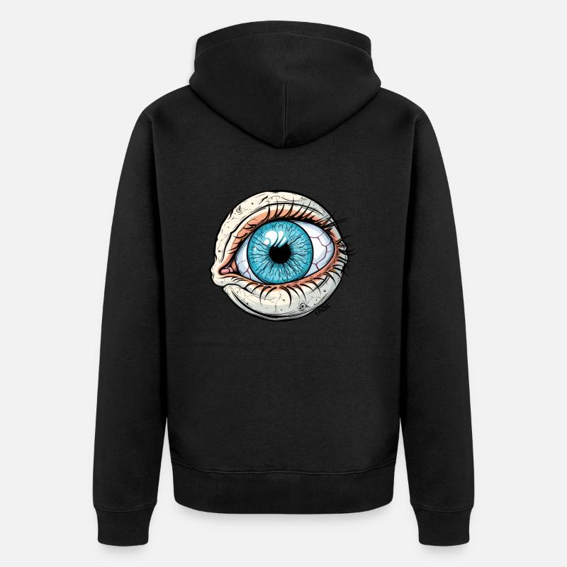 Un œil énorme, méfiez-vous ! - Veste à capuche bio Premium Unisexe - noir