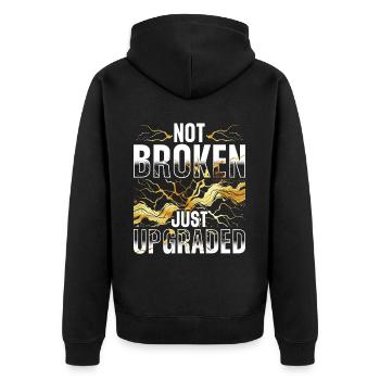 Kintsugi Kintsukuroi Not Broken Just Upgraded - Unisex Premium Organic Zip Hoodie - black - Back - Nico (187cm)