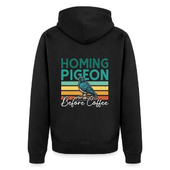 Pigeon voyageur avant l’observation des oiseaux amateur de café - Veste à capuche bio Premium Unisexe - noir - Dos - Nico (187cm)