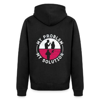Pigeon voyageur Mon problème Mon pictogramme Maman Papa - Veste à capuche bio Premium Unisexe - noir - Dos - Nico (187cm)
