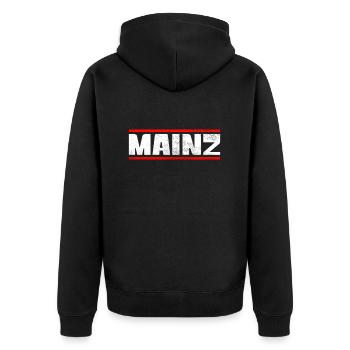 Mainz - Unisex Premium Bio Zip Hoodie - Schwarz - Hinten - Nico (187cm)