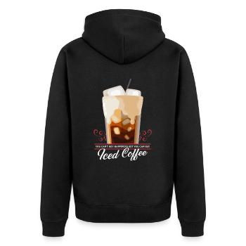 Eiskaffee Iced Coffee Kaffeeliebhaber Geschenk - Unisex Premium Bio Zip Hoodie - Schwarz - Hinten - Nico (187cm)
