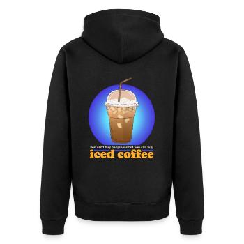 Eiskaffee Kaffeeliebhaber Iced Coffee Geschenk - Unisex Premium Bio Zip Hoodie - Schwarz - Hinten - Nico (187cm)