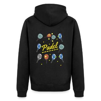 Padel and Rackets - Unisex Premium Organic Zip Hoodie - black - Back - Nico (187cm)