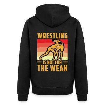 Wrestling ist nichts für Schwache - Unisex Premium Bio Zip Hoodie - Schwarz - Hinten - Nico (187cm)
