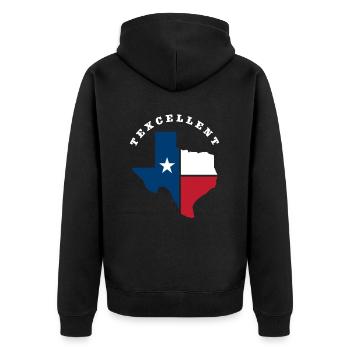 Texas Staat Herkunft - Unisex Premium Bio Zip Hoodie - Schwarz - Hinten - Nico (187cm)