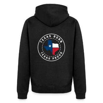 Stolz Texas Geboren - Unisex Premium Bio Zip Hoodie - Schwarz - Hinten - Nico (187cm)