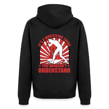 Es ist eine Wrestling-Sache, die du nicht verstehen würdest - Unisex Premium Bio Zip Hoodie - Schwarz - Hinten - Nico (187cm)