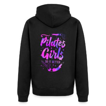 Pilates Instructor Teacher Pilates - Unisex Premium Bio Zip Hoodie - Schwarz - Hinten - Nico (187cm)
