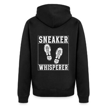 Sneakerhead Sneaker Collector - Unisex Premium Bio Zip Hoodie - Schwarz - Hinten - Nico (187cm)