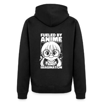 Anime Manga - Unisex Premium Bio Zip Hoodie - Schwarz - Hinten - Nico (187cm)
