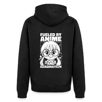 Anime Manga - Unisex Premium Bio Zip Hoodie - Schwarz - Hinten - Nico (187cm)