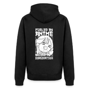 Anime Manga - Unisex Premium Bio Zip Hoodie - Schwarz - Hinten - Nico (187cm)