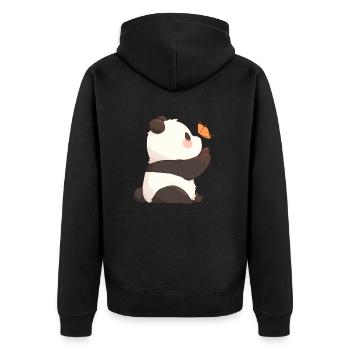 Pandabär Schmetterling Japanischer Riesenpanda - Unisex Premium Bio Zip Hoodie - Schwarz - Hinten - Nico (187cm)