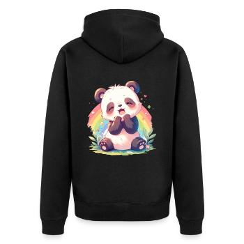 Panda Ours, Arc-en-ciel, Panda géant japonais - Veste à capuche bio Premium Unisexe - noir - Dos - Nico (187cm)