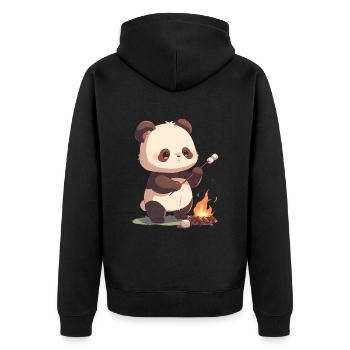 Pandabär Marshmallows Japanischer Riesenpanda - Unisex Premium Bio Zip Hoodie - Schwarz - Hinten - Nico (187cm)