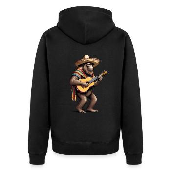 Bigfoot Mexican Mariachi Guitarist Fiesta - Unisex Premium Organic Zip Hoodie - black - Back - Nico (187cm)
