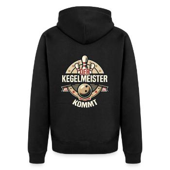 Der Kegelmeister kommt Kegel Kegelverein Design - Unisex Premium Bio Zip Hoodie - Schwarz - Hinten - Nico (187cm)