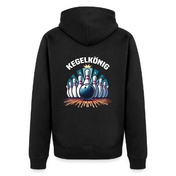 Kegelkönig Kegel Kegelverein Design zum Kegeln - Unisex Premium Bio Zip Hoodie - Schwarz - Hinten - Nico (187cm)
