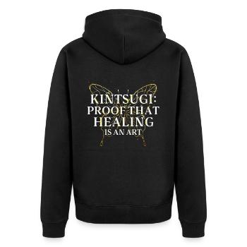 Kintsugi Proof That Healing Is An Art - Unisex Premium Organic Zip Hoodie - black - Back - Nico (187cm)